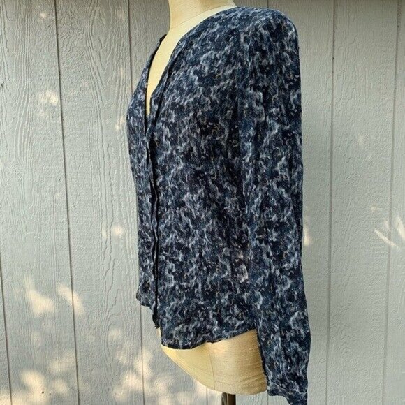 Theory Blouse Womens SMALL PETITE Semi‎ Sheer Long Sleeve Shirt Chiffon Top - Picture 4 of 5